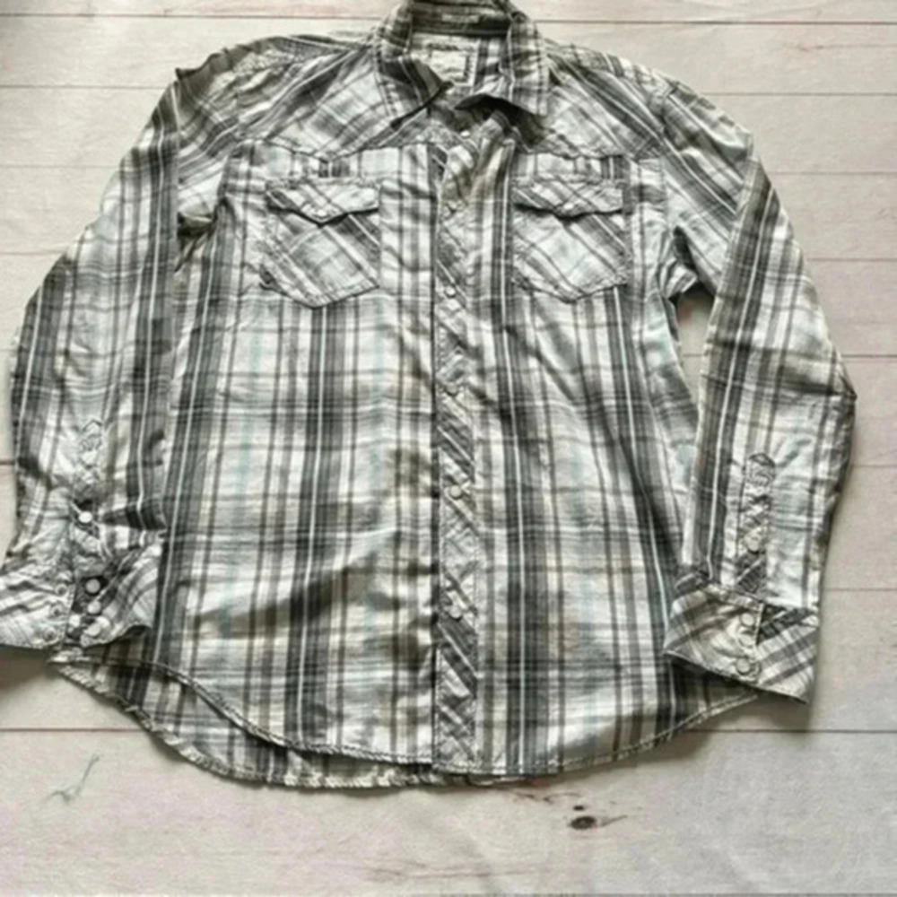 BKE Athletic Fit Mens XL Western Pearl Snap Cowboy Rodeo Long Sleeve Shi…